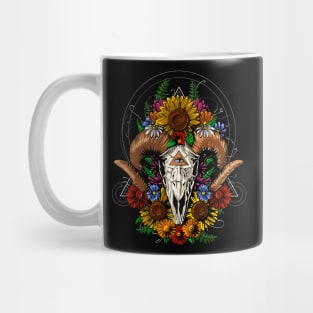 Floral Ram Skull Mug